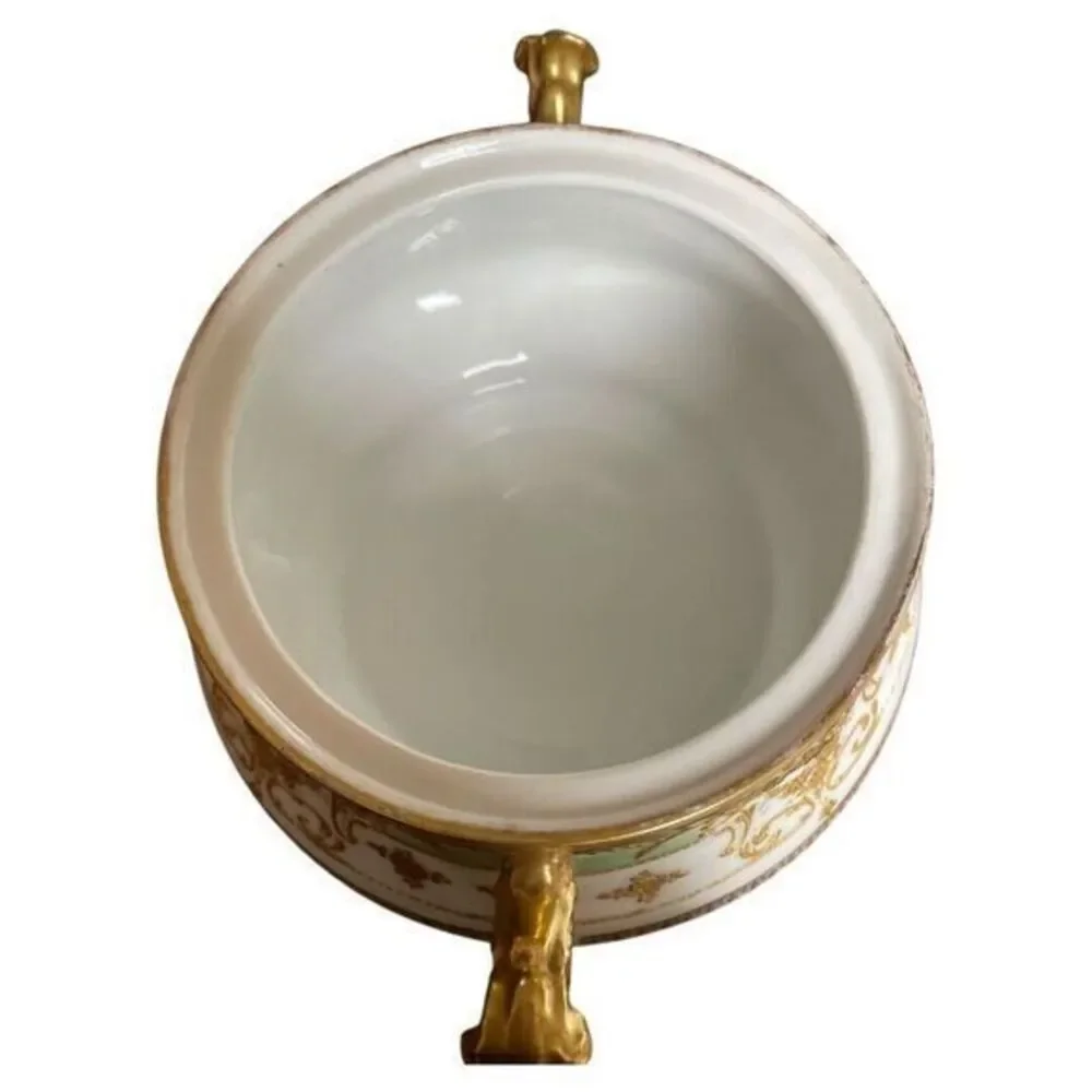 Limoges‎ Blakeman & Henderson Antique Tureen  Gold Green White France